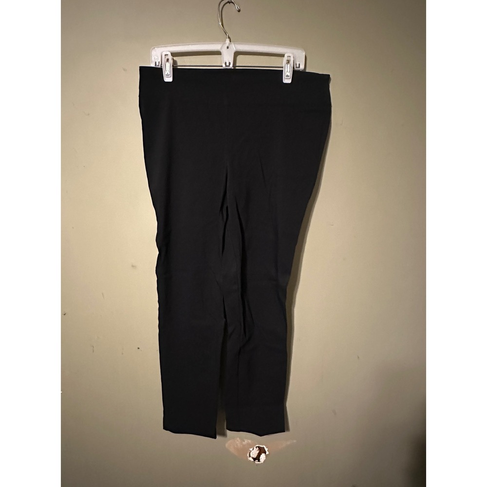 Larry Levine Women Black Pull On Stretch Dress Pants Size L Workwear Minimalist
